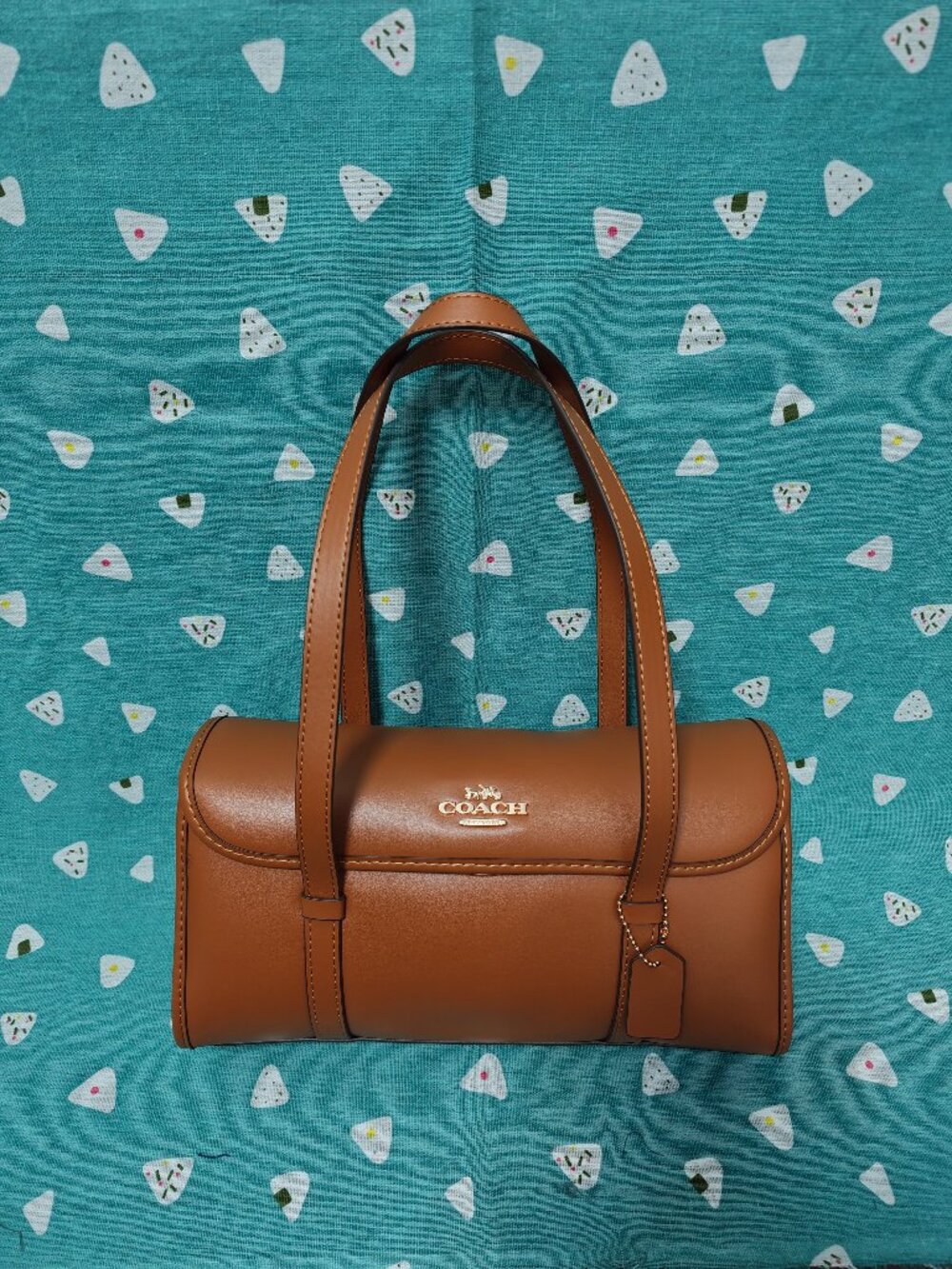 Coach Brown Leather Barrel Bag, Cylindrical Top Handle Handbag